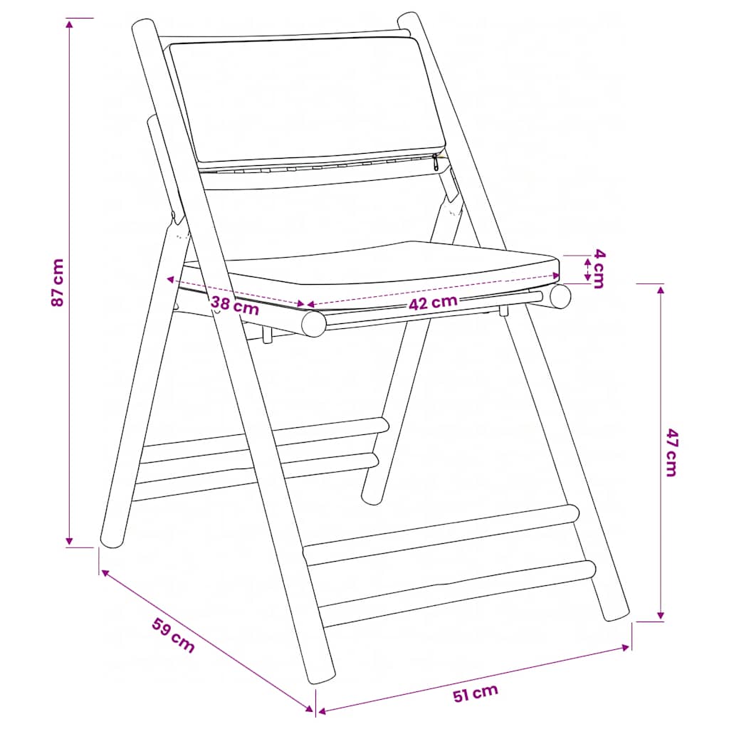 Set da Bistrot Pieghevole 5pz con Cuscini Grigio Scuro Bambù | homemem39