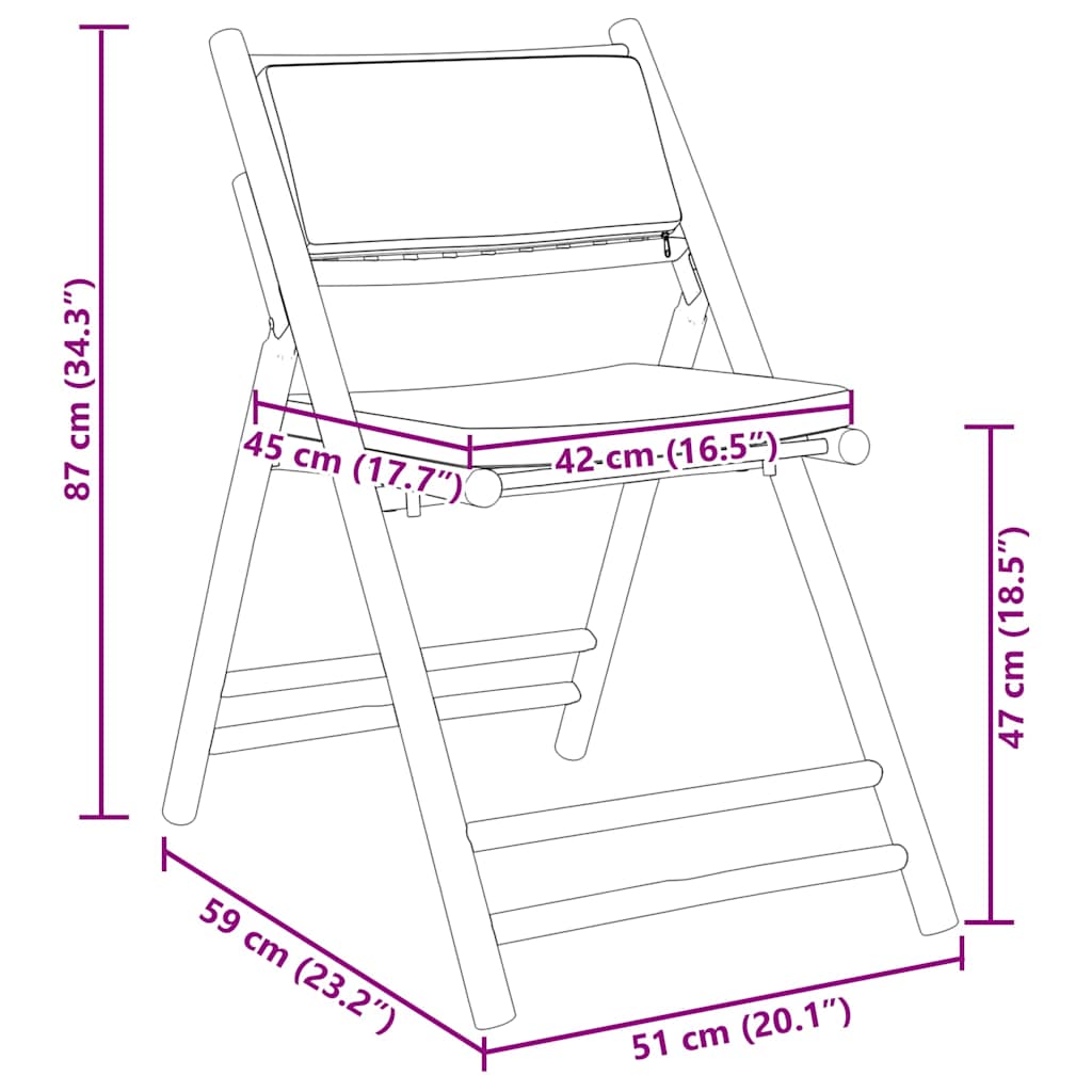 Set da Bistrot Pieghevole 3pz con Cuscini Grigio Scuro Bambù | homemem39