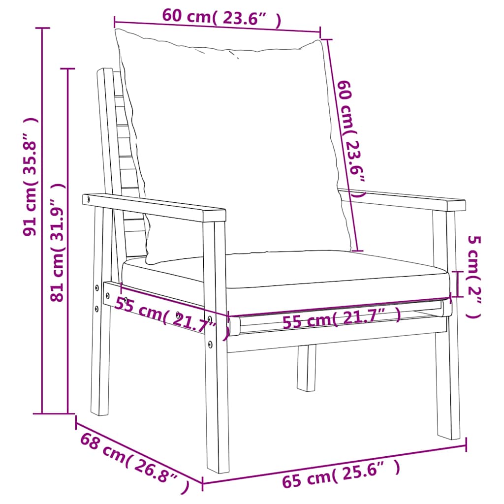 Set Salotto da Giardino 5 pz con Cuscini Legno Massello Acacia | homemem39