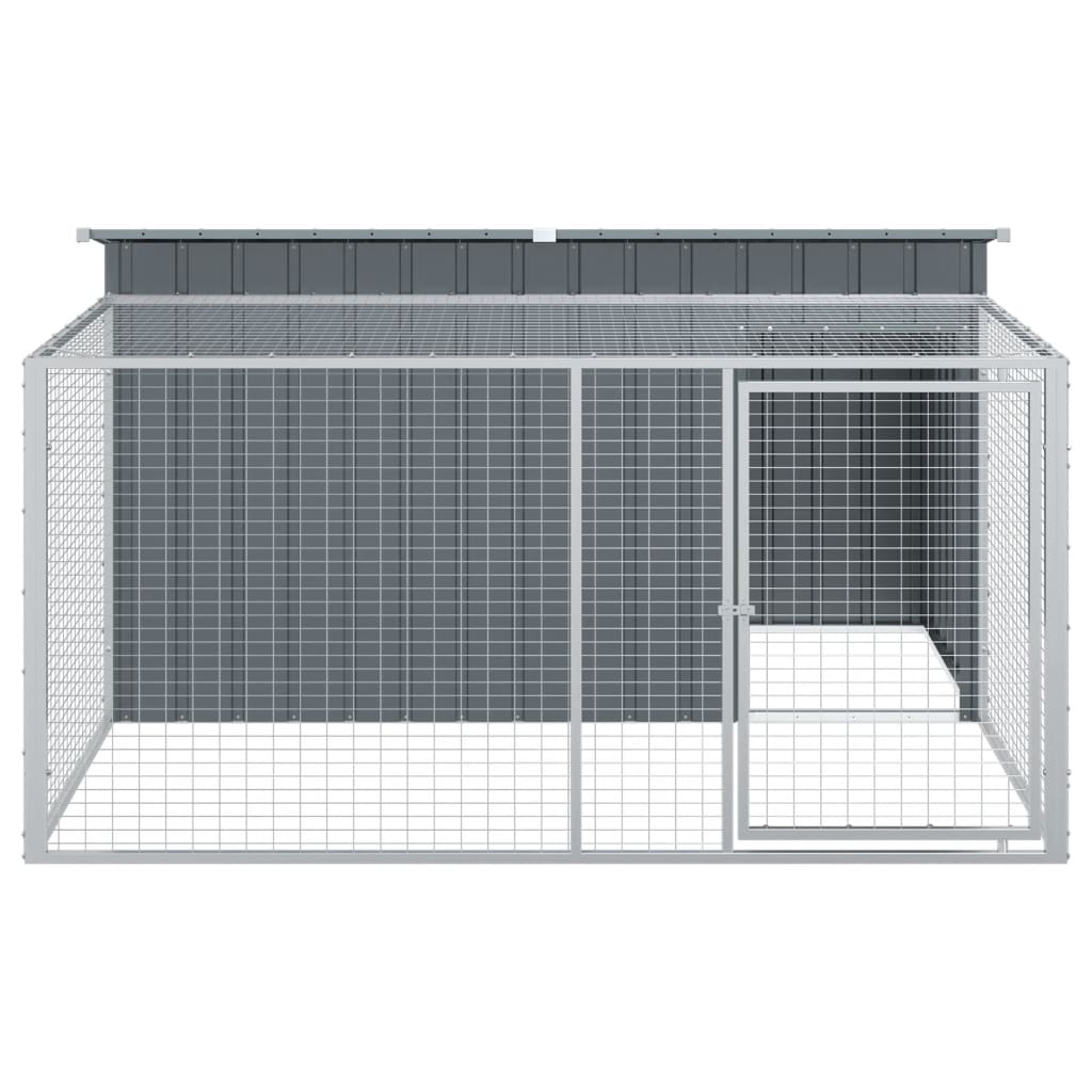 Casetta Cani con Corsa Antracite 197x194x110 cm Acciaio Zincato - homemem39