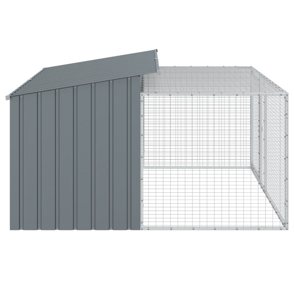Casetta Cani con Corsa Antracite 197x194x110 cm Acciaio Zincato - homemem39