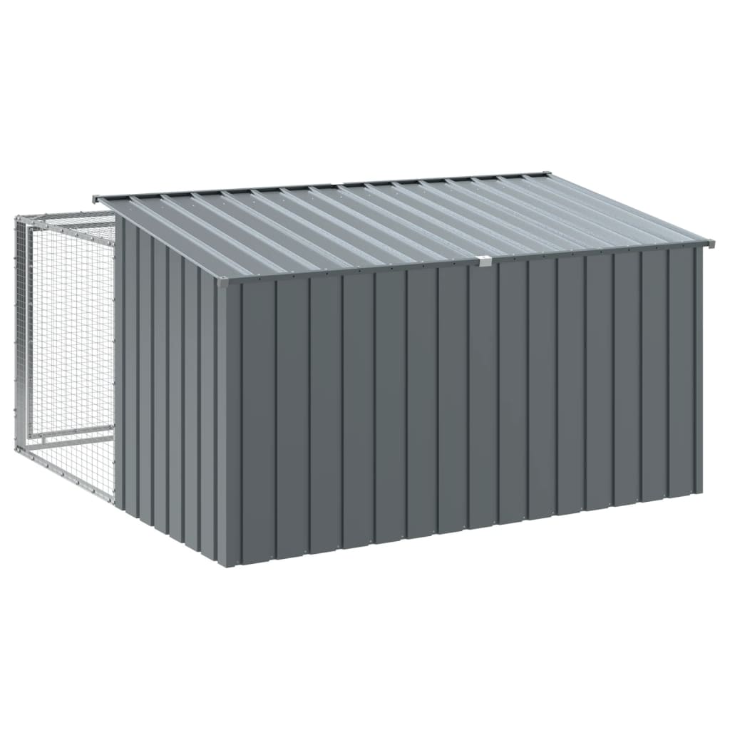 Casetta Cani con Corsa Antracite 197x194x110 cm Acciaio Zincato - homemem39