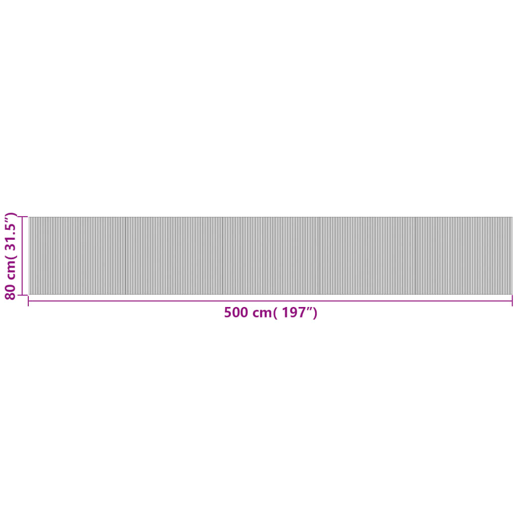 Tappeto Rettangolare Grigio 80x500 cm in Bambù - homemem39