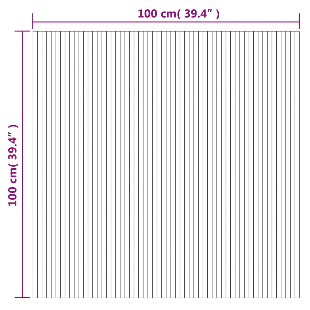 Tappeto Rettangolare Grigio 100x100 cm in Bambù | homemem39