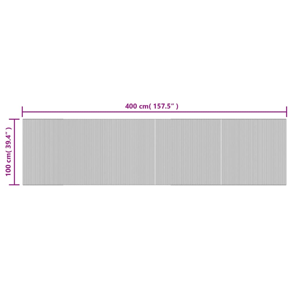 Tappeto Rettangolare Nero 100x400 cm in Bambù | homemem39