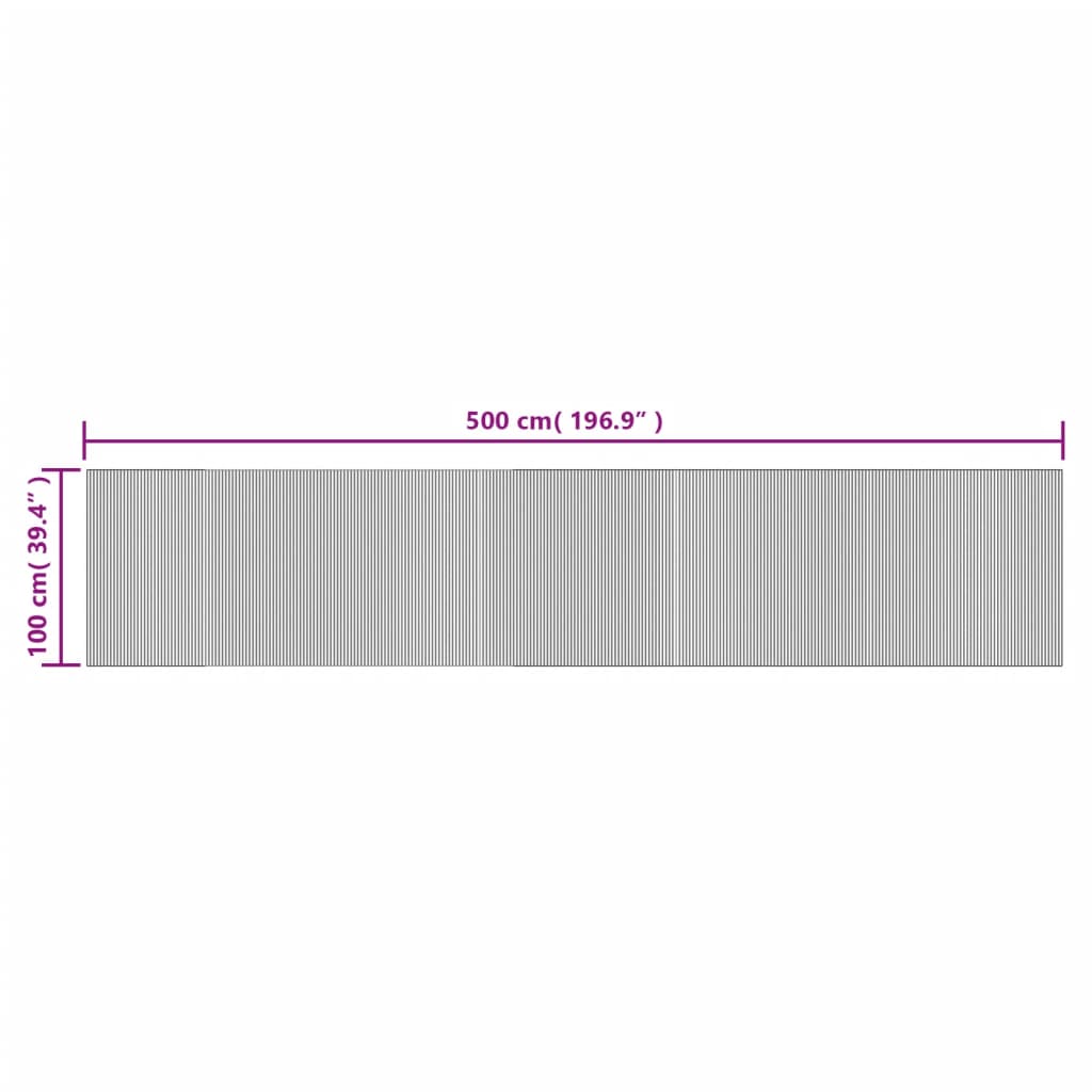Tappeto Rettangolare Nero 100x500 cm in Bambù - homemem39