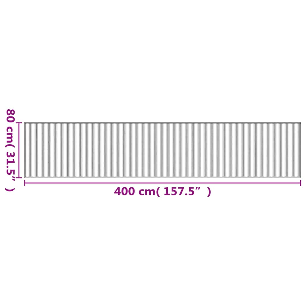 Tappeto Rettangolare Grigio 80x400 cm in Bambù - homemem39