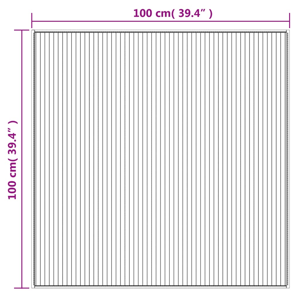 Tappeto Quadrato Grigio 100x100 cm in Bambù - homemem39
