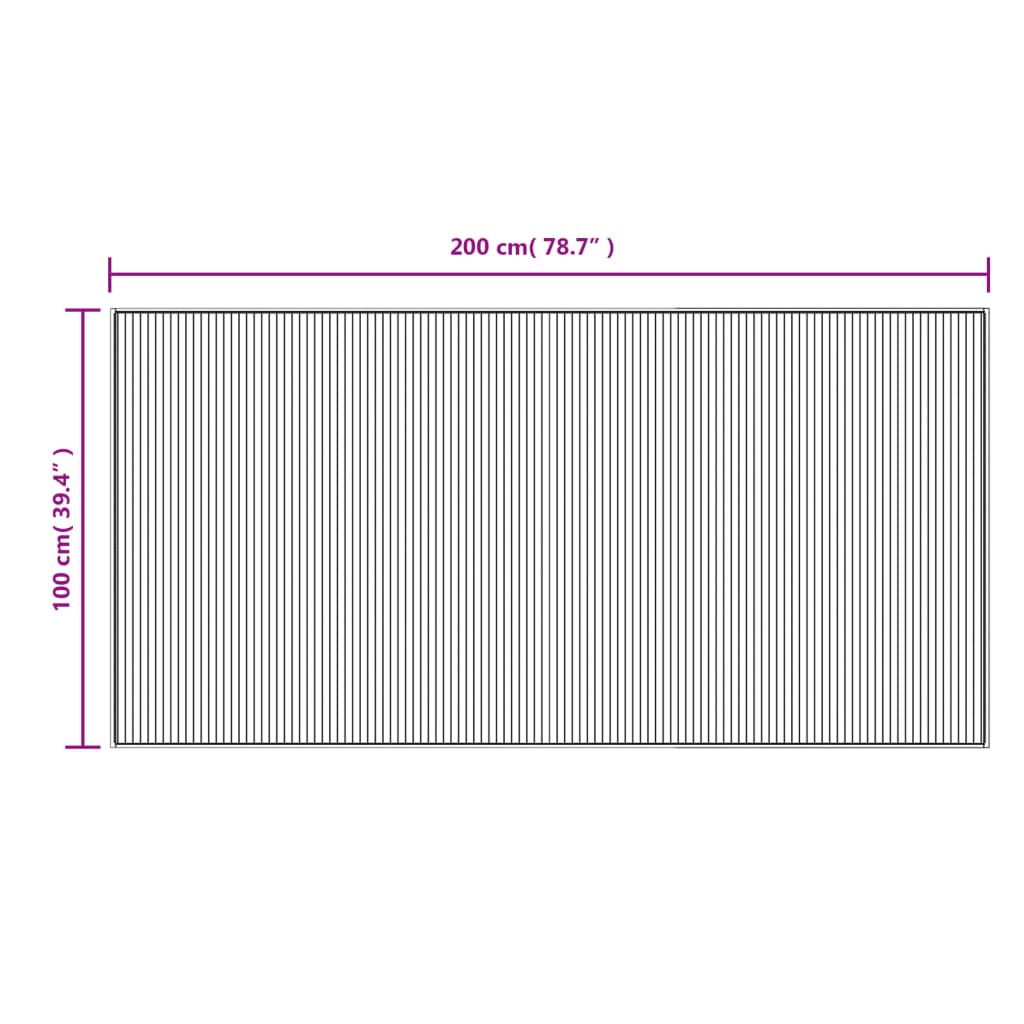 Tappeto Rettangolare Grigio 100x200 cm in Bambù - homemem39