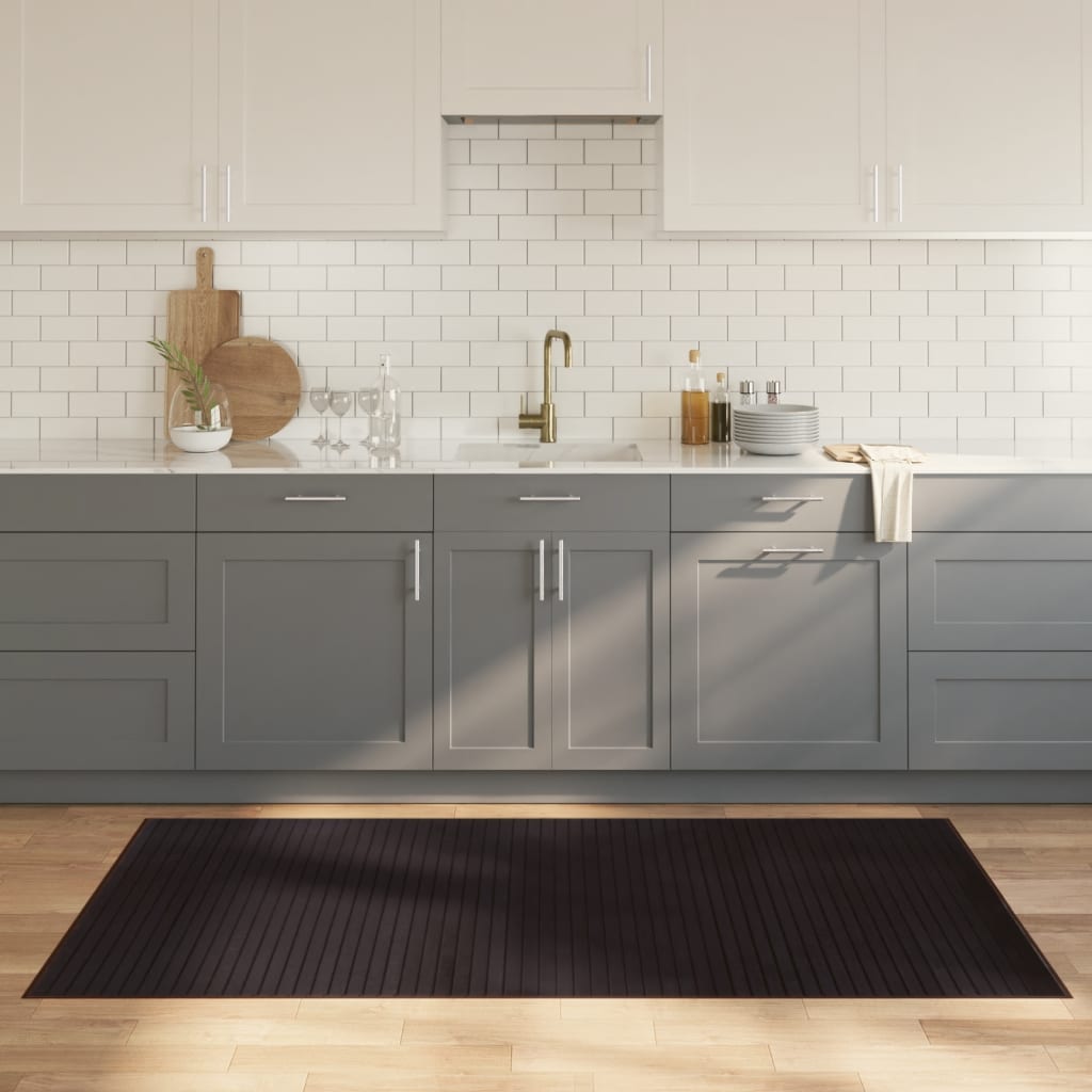 Tappeto Rettangolare Marrone Scuro 100x200 cm in Bambù - homemem39