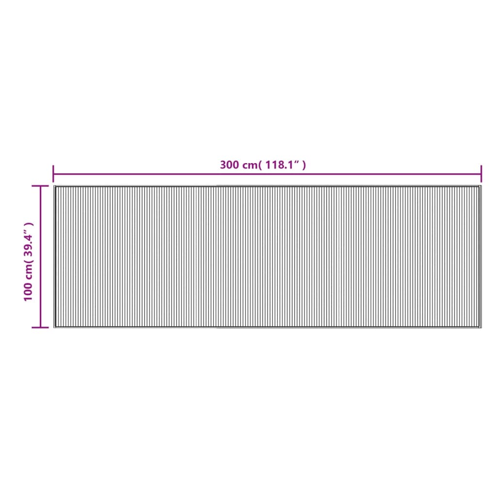 Tappeto Rettangolare Grigio 100x300 cm in Bambù - homemem39