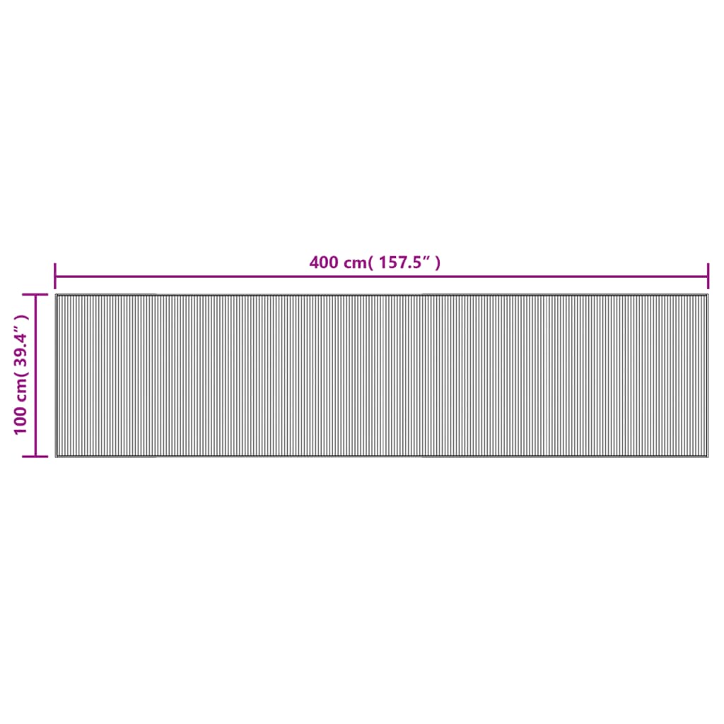 Tappeto Rettangolare Grigio 100x400 cm in Bambù - homemem39