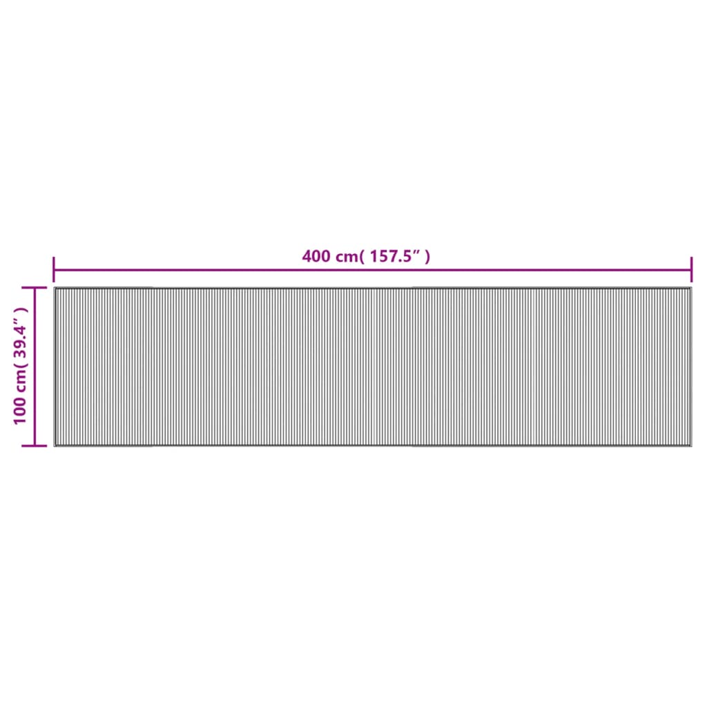 Tappeto Rettangolare Marrone Scuro 100x400 cm in Bambù - homemem39