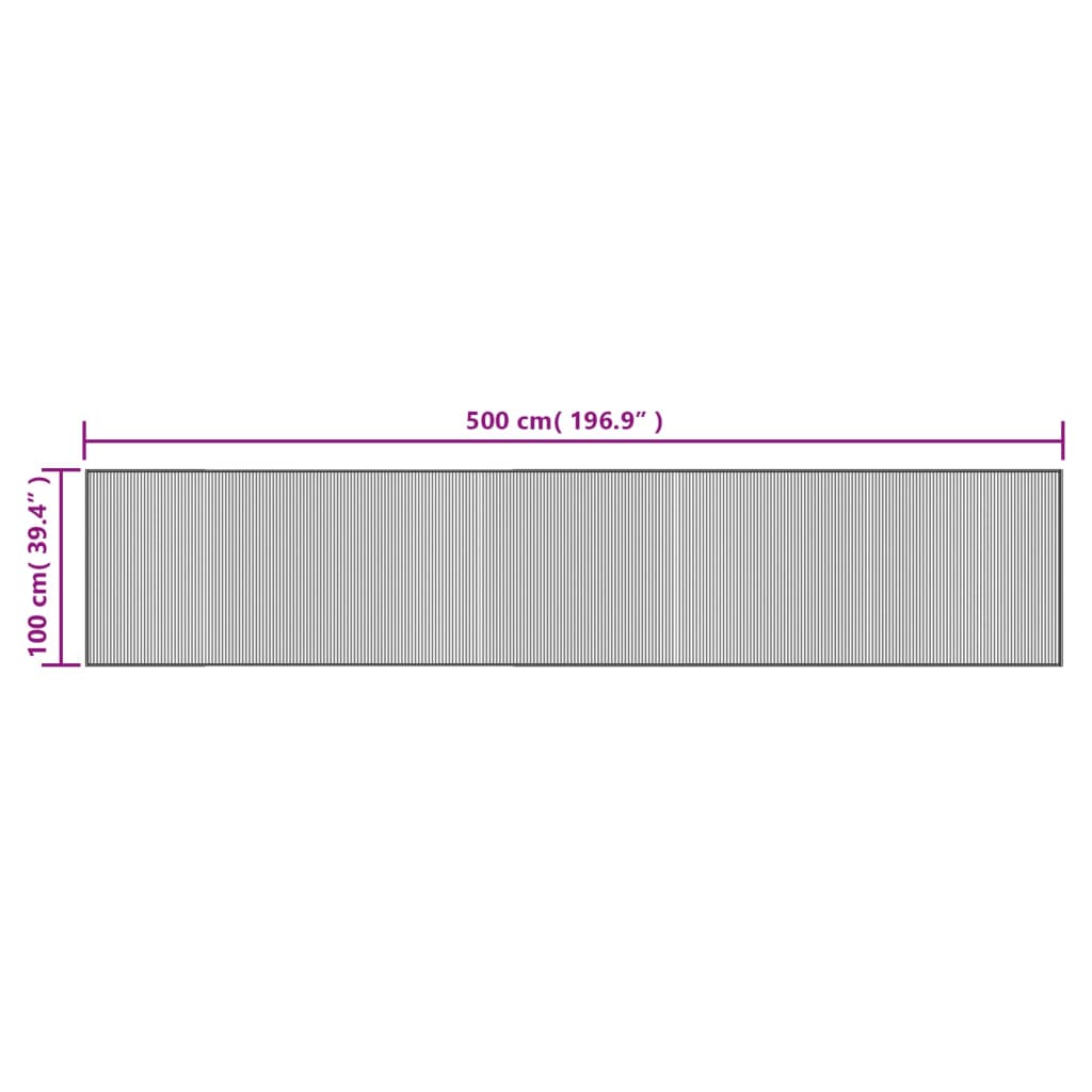 Tappeto Rettangolare Grigio 100x500 cm in Bambù - homemem39