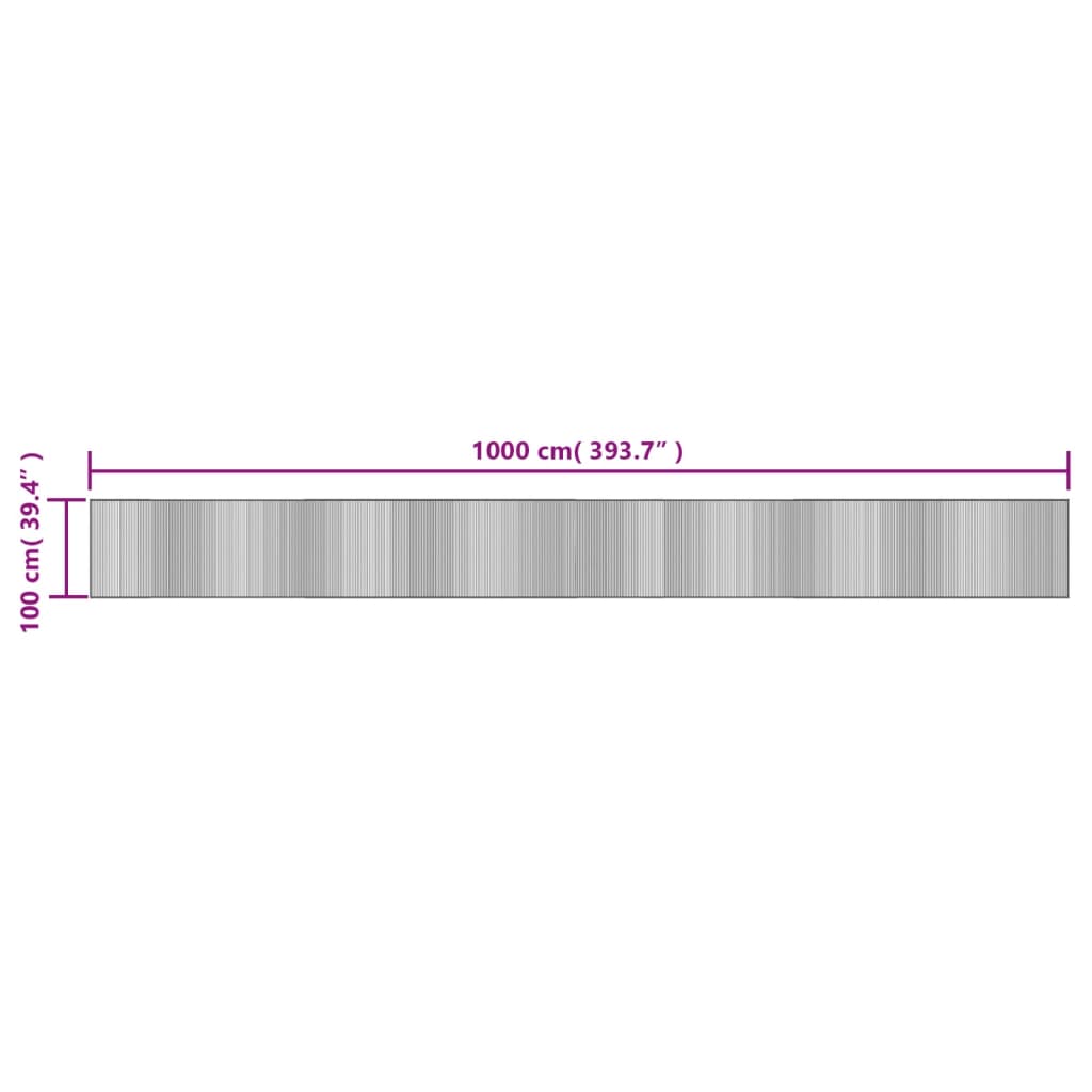 Tappeto Rettangolare Grigio 100x1000 cm in Bambù - homemem39