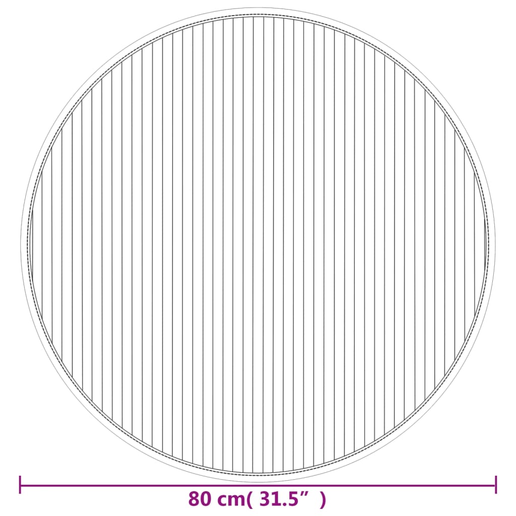 Tappeto Rotondo Marrone Scuro 80 cm in Bambù | homemem39