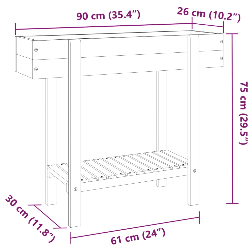 Fioriera Rialzata da Giardino 90x30x75 cm Legno Massello Acacia | homemem39