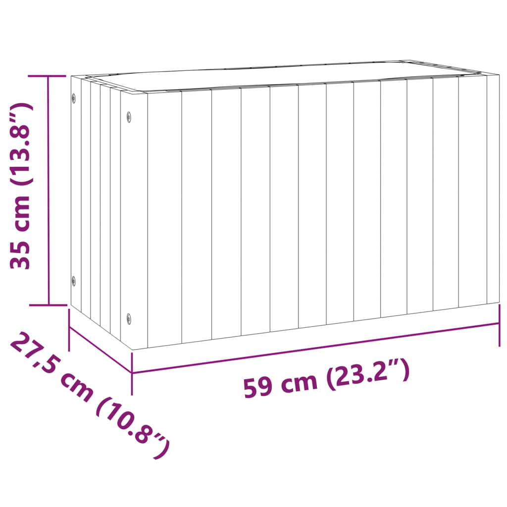 Fioriera da Giardino 59x27,5x35 cm in Legno Massello di Acacia | homemem39