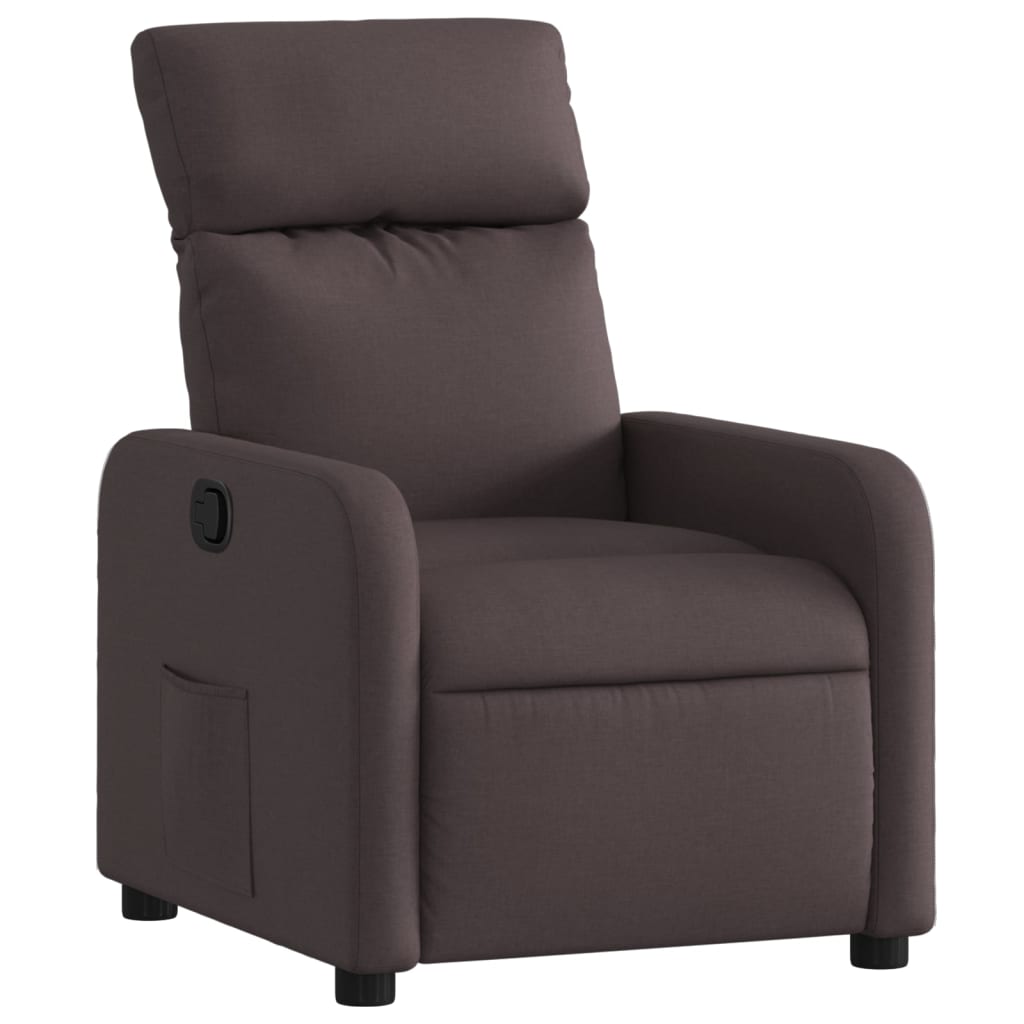 Dark Brown Reclining Armchair in Fabric