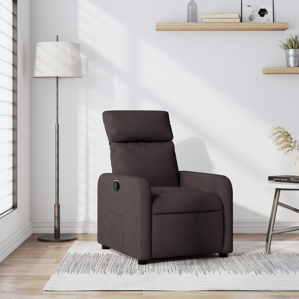 Dark Brown Reclining Armchair in Fabric