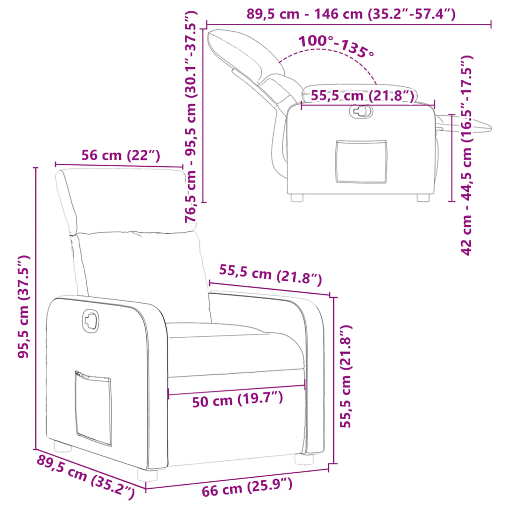 Poltrona Reclinabile Nera in Similpelle - homemem39