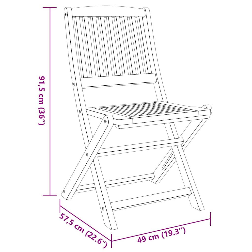 Set da balcone 3 pz in Legno Massello di Acacia