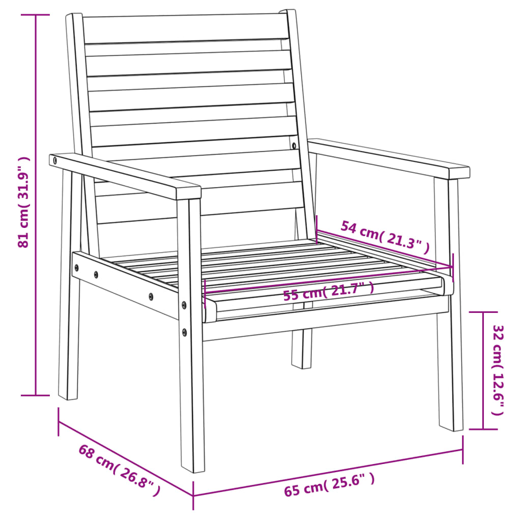 Poltrone da Giardino 2 pz 66,5x65x81 cm Legno Massello Acacia | homemem39