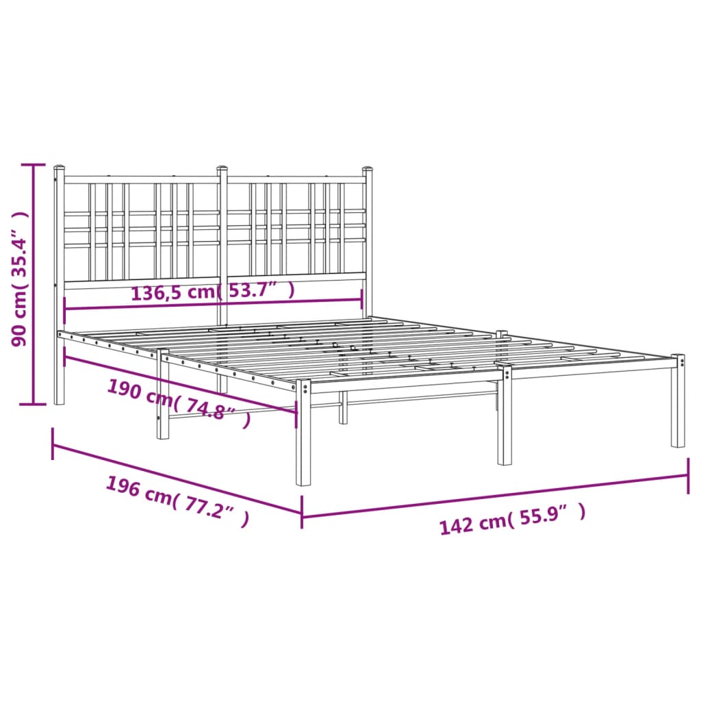 Giroletto con Testiera in Metallo Nero 135x190 cm | homemem39
