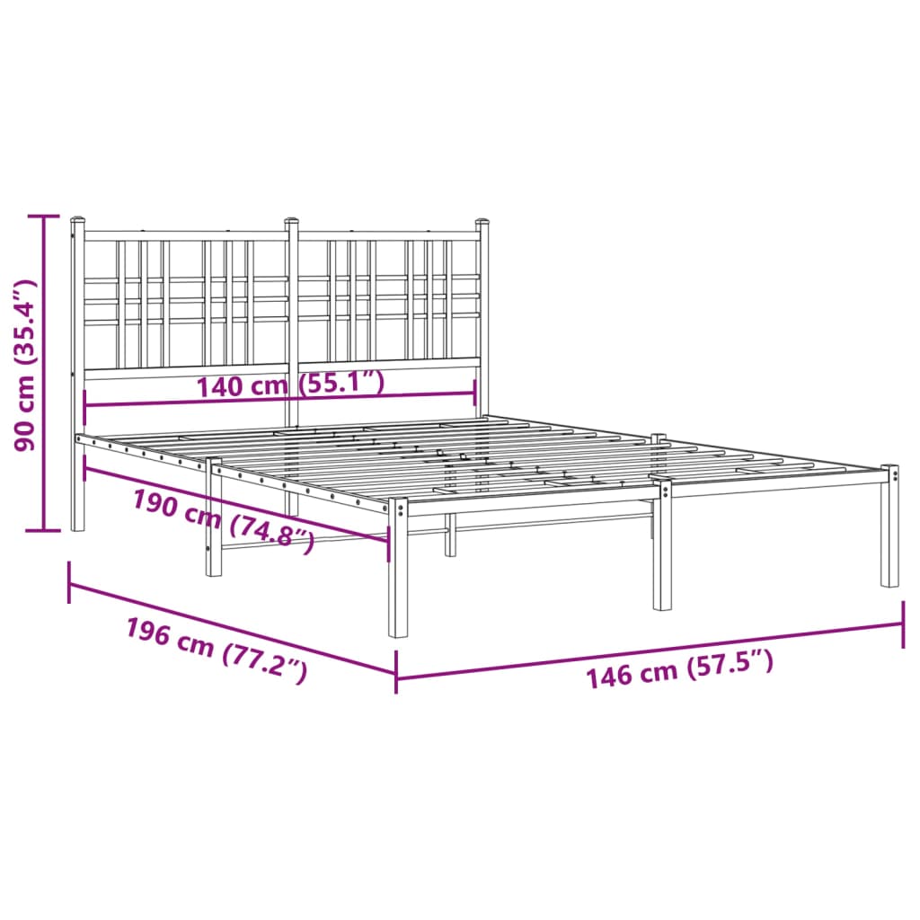Giroletto con Testiera in Metallo Nero 140x190 cm | homemem39