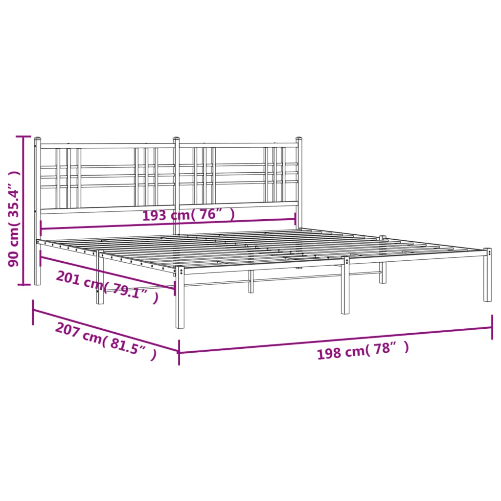Giroletto con Testiera in Metallo Nero 193x203 cm | homemem39