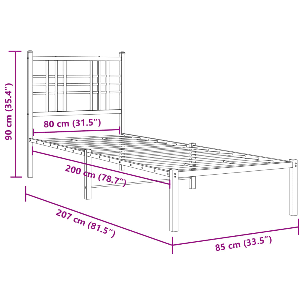 Giroletto con Testiera Metallo Bianco 80x200 cm | homemem39