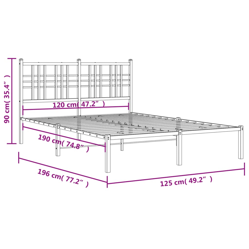 Giroletto con Testiera Metallo Bianco 120x190 cm | homemem39