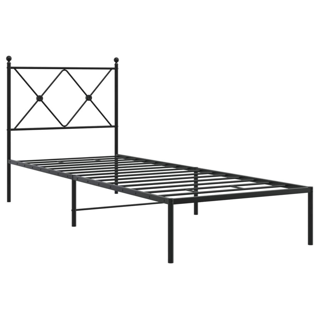 Giroletto con Testiera in Metallo Nero 80x200 cm