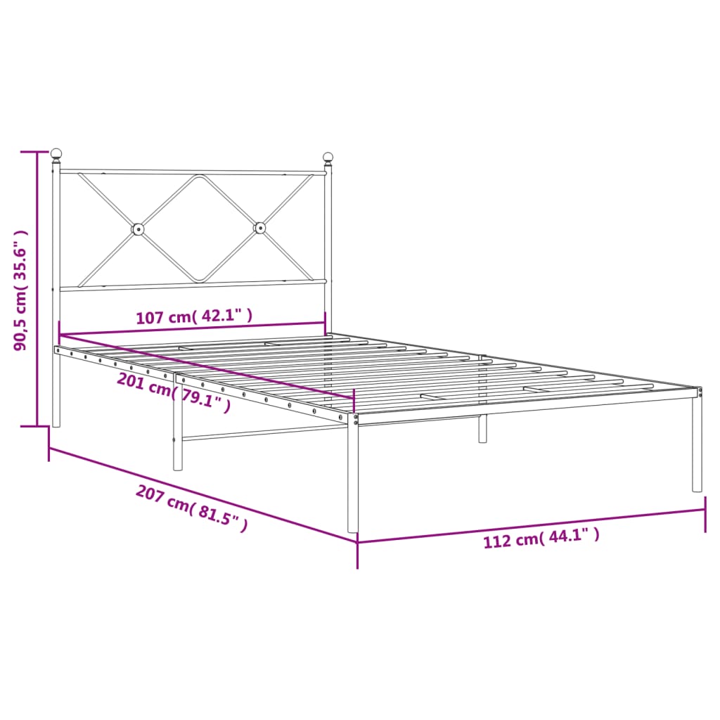 Giroletto con Testiera in Metallo Nero 107x203 cm | homemem39