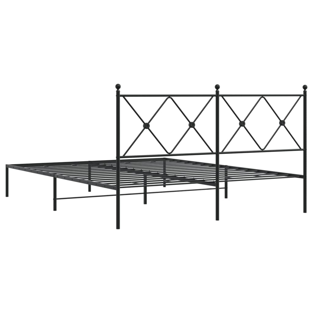 Giroletto con Testiera in Metallo Nero 160x200 cm