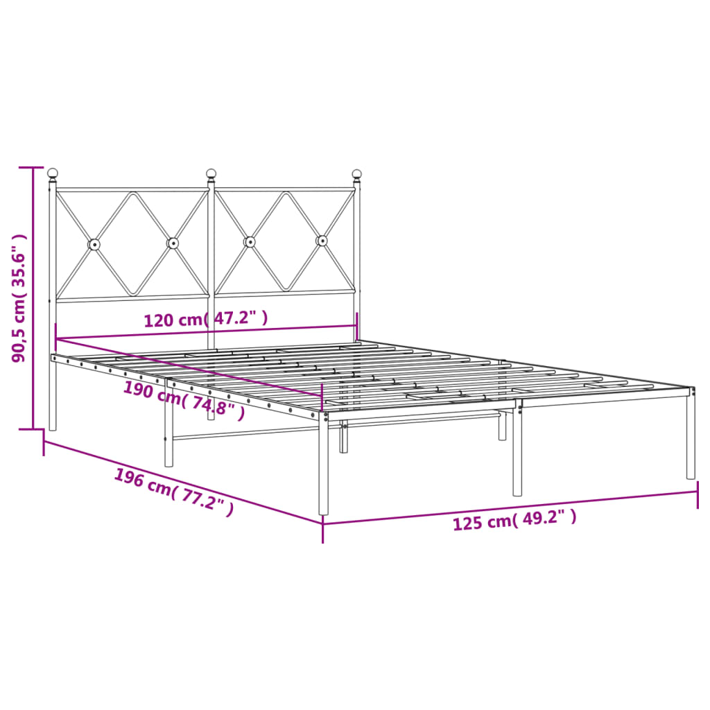 Giroletto con Testiera Metallo Bianco 120x190 cm | homemem39