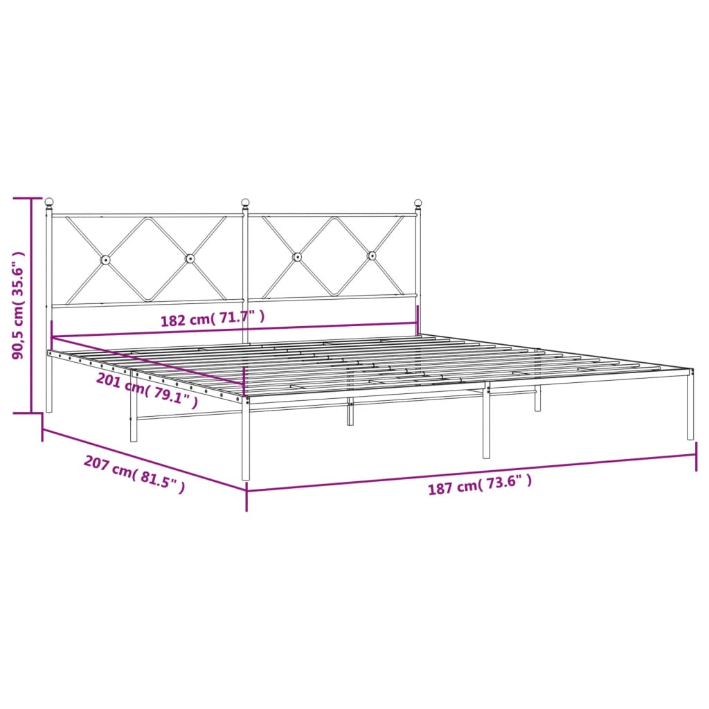 Giroletto con Testiera Metallo Bianco 180x200 cm | homemem39