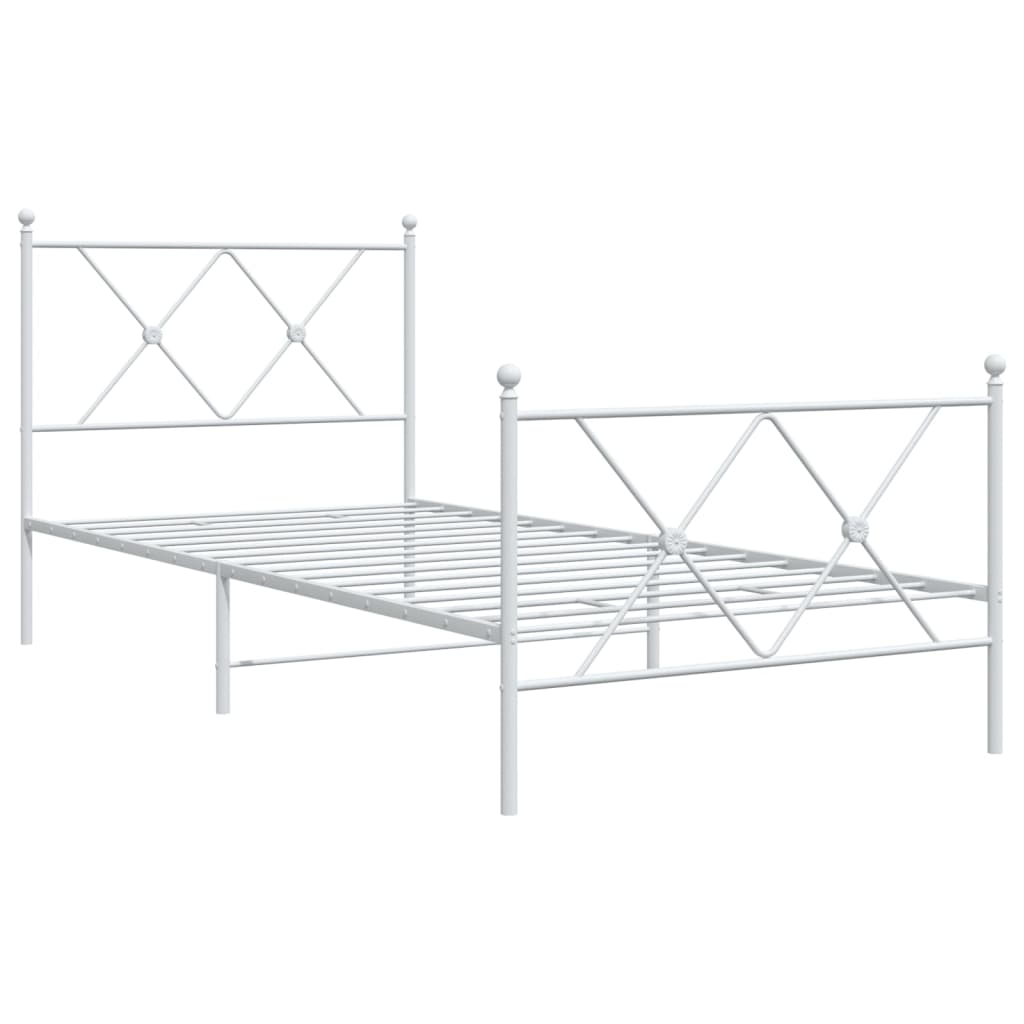 Giroletto con Testiera e Pediera Metallo Bianco 90x200 cm