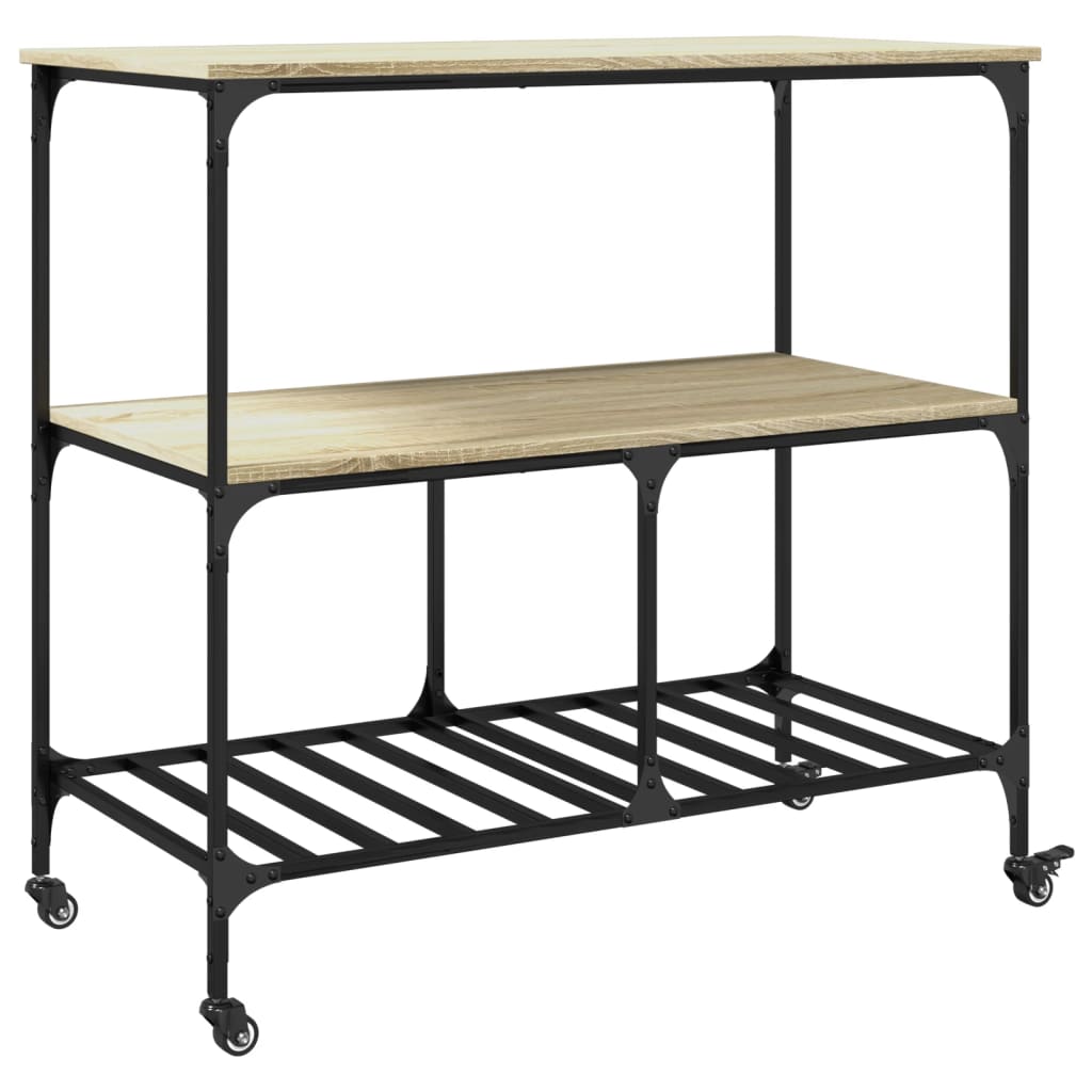 Carrello da Cucina Rovere Sonoma 100x50x95 cm Legno Multistrato - homemem39