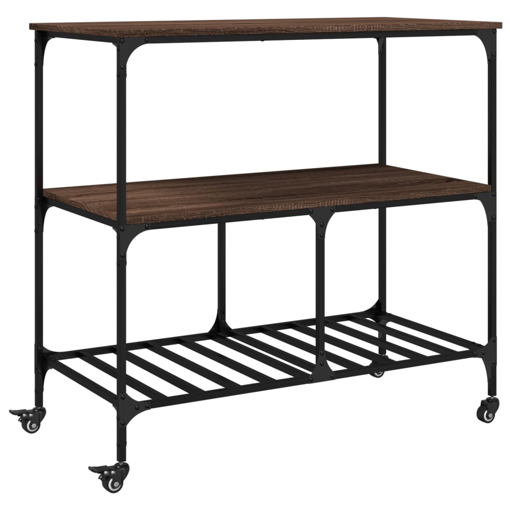 Carrello Cucina Rovere Marrone 100x50x95 cm Legno Multistrato - homemem39