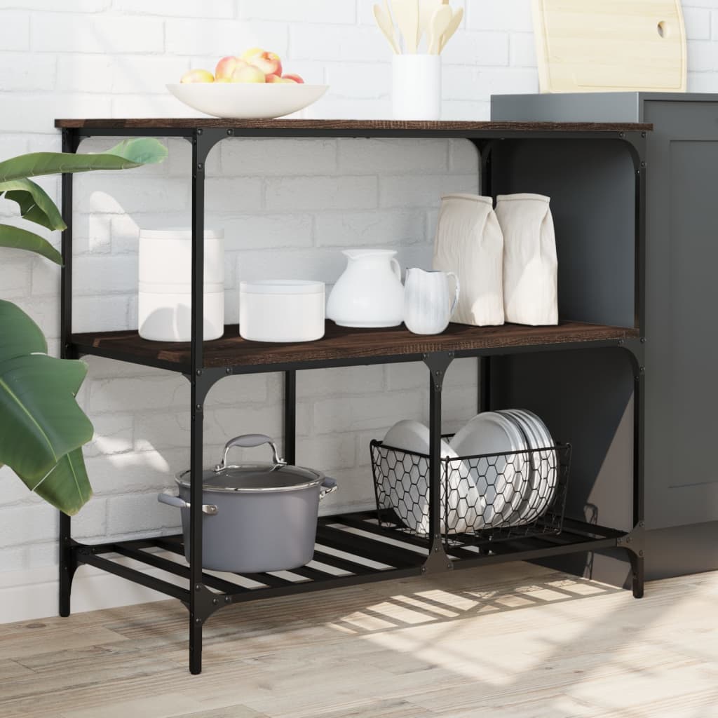 Carrello Cucina Rovere Marrone 100x50x95 cm Legno Multistrato - homemem39
