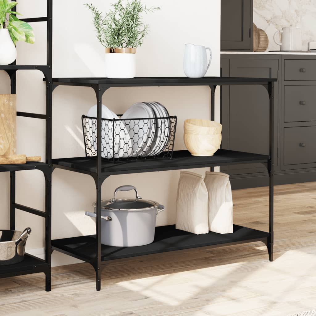 Carrello da Cucina Nero 102x50x95 cm in Legno Multistrato - homemem39