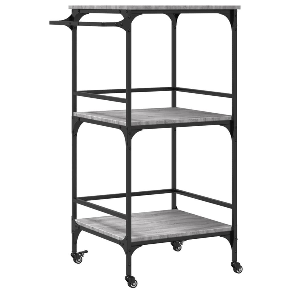 Carrello da Cucina Grigio Sonoma 60,5x50x105 cm - homemem39