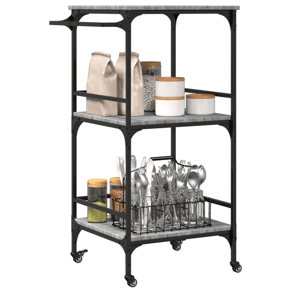 Carrello da Cucina Grigio Sonoma 60,5x50x105 cm - homemem39