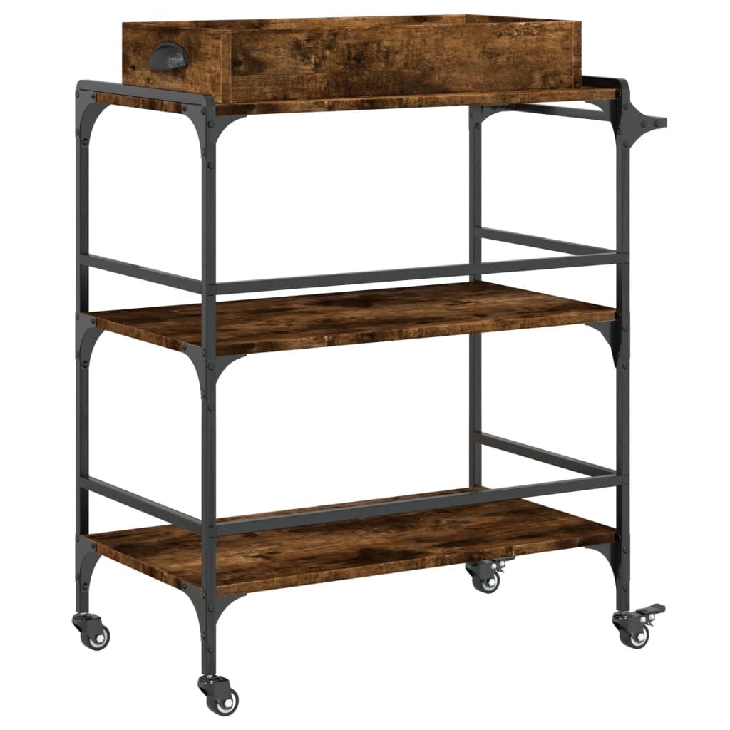 Carrello da Cucina Rovere Fumo 81,5x41x92,5cm Legno Multistrato - homemem39
