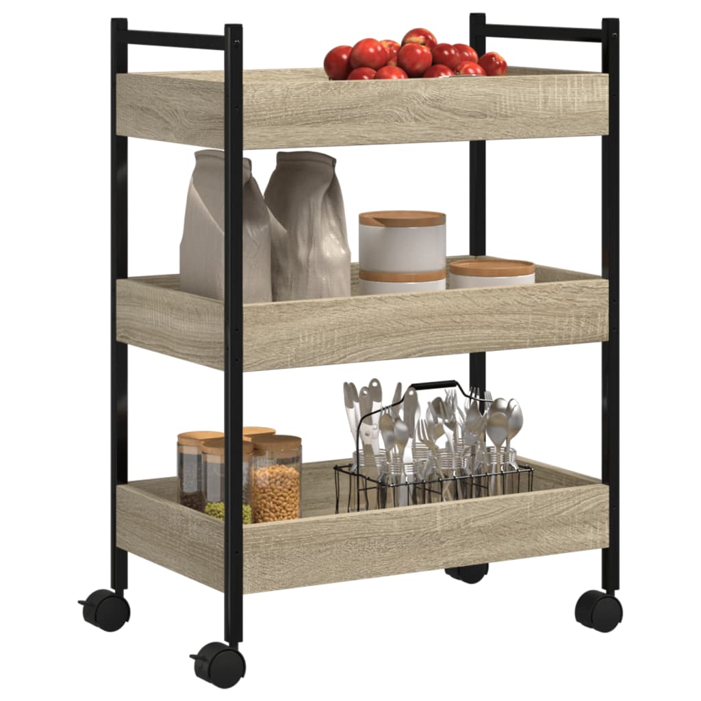 Carrello da Cucina Rovere Sonoma 50x30x70 cm Legno Multistrato - homemem39
