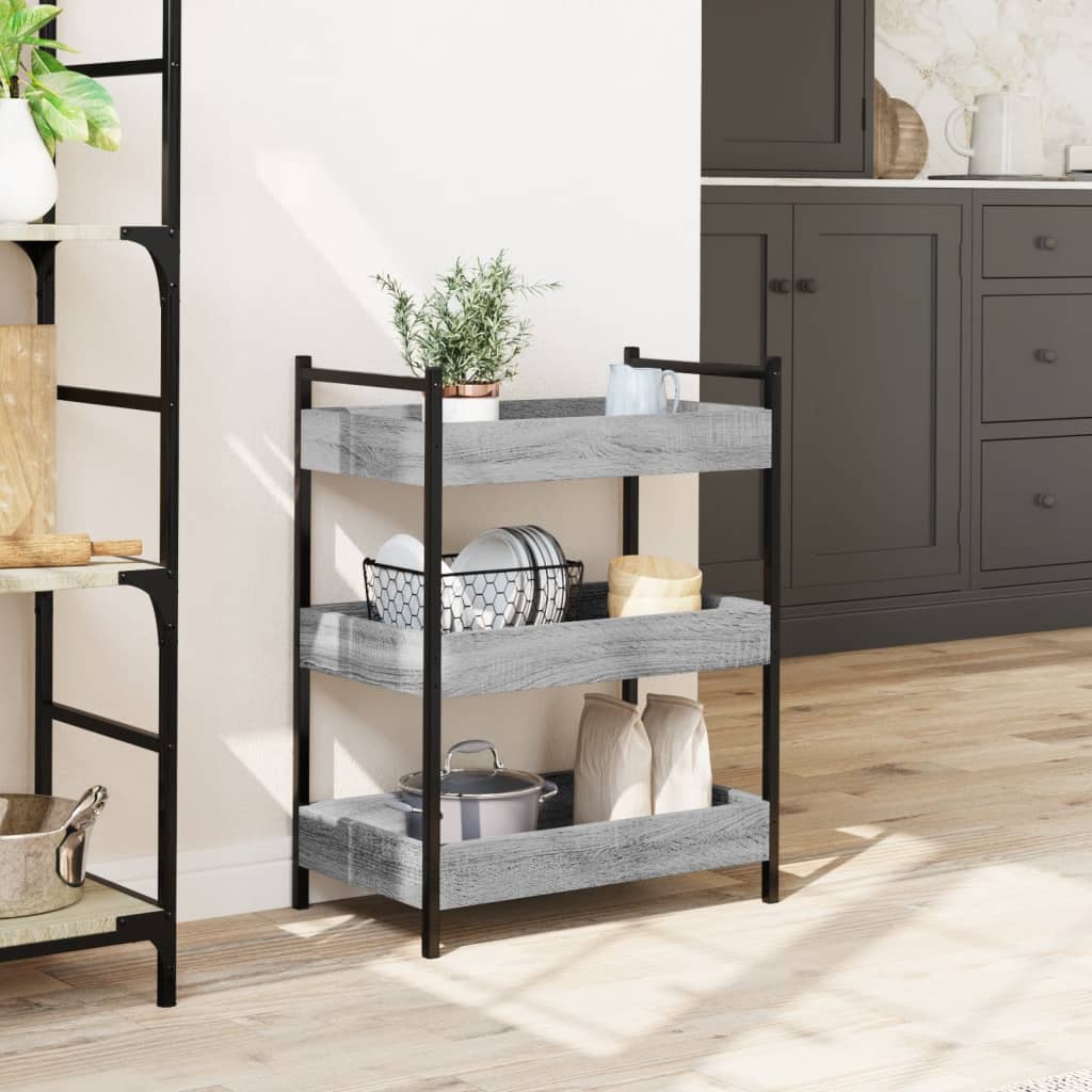 Carrello da Cucina Grigio Sonoma 50x30x70 cm Legno Multistrato - homemem39