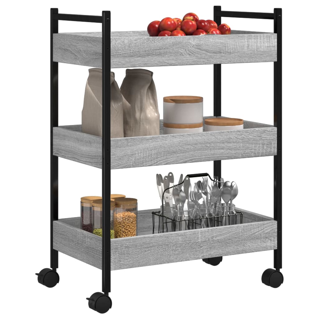 Carrello da Cucina Grigio Sonoma 50x30x70 cm Legno Multistrato - homemem39