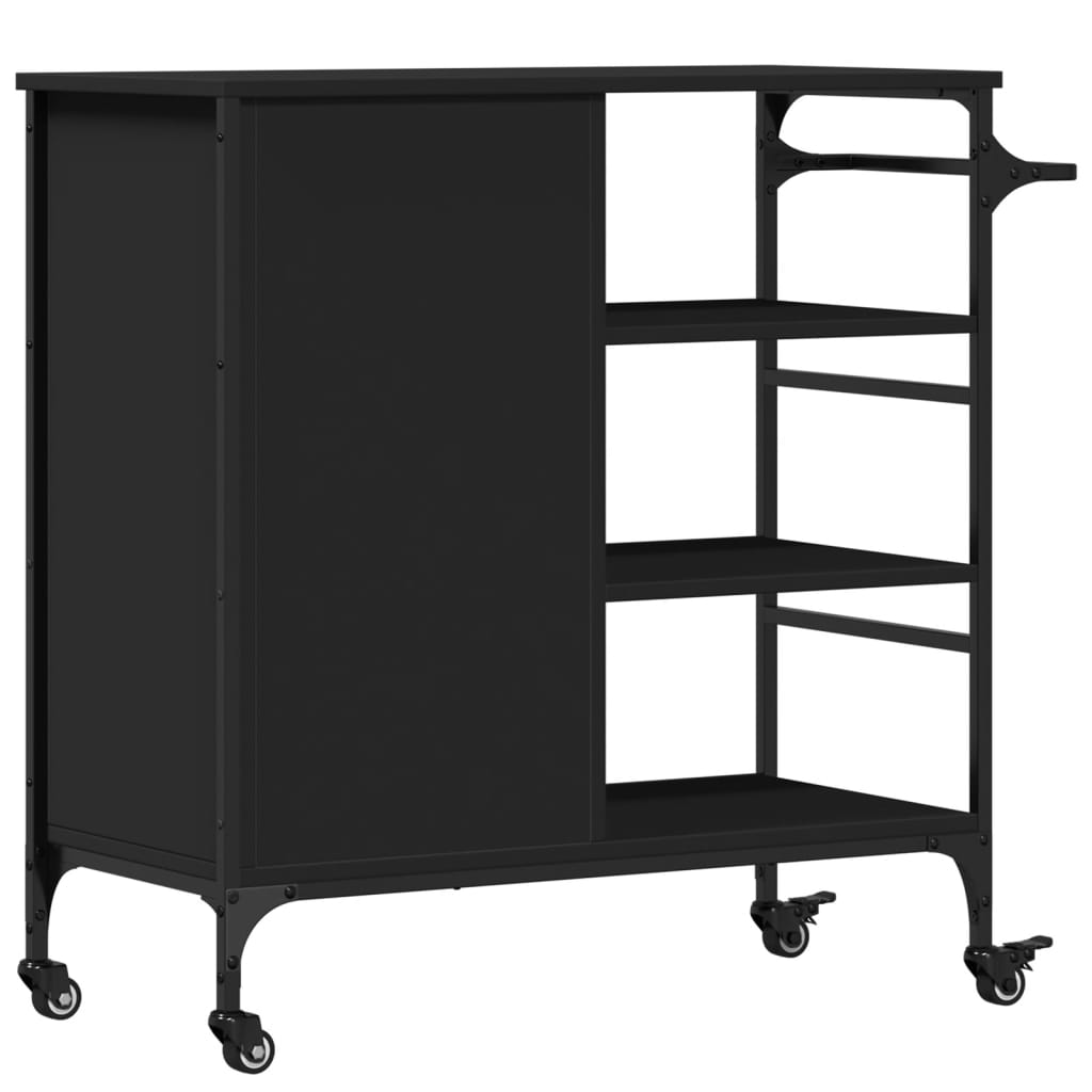 Carrello da Cucina Nero 87,5x38,5x84,5 cm in Legno Multistrato - homemem39