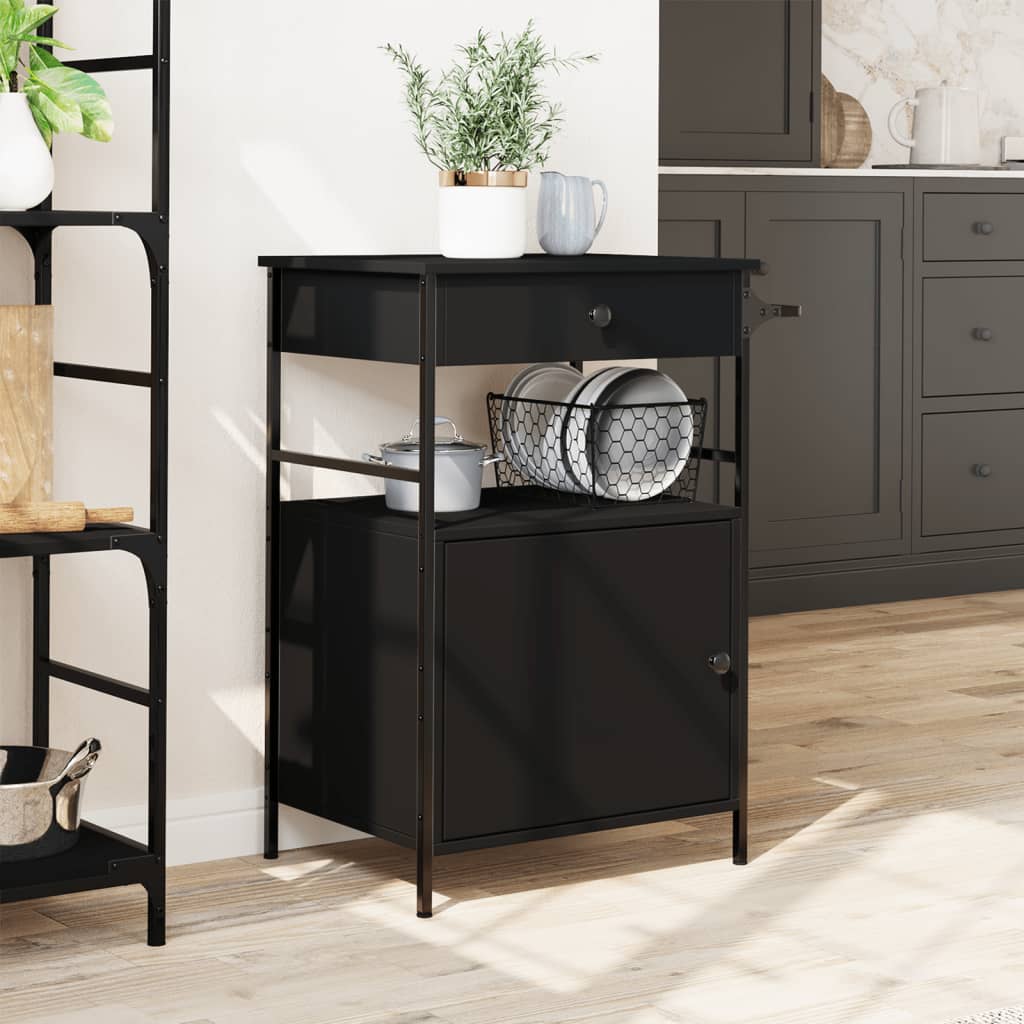 Carrello da Cucina Nero 56x43x89,5 cm in Legno Multistrato - homemem39